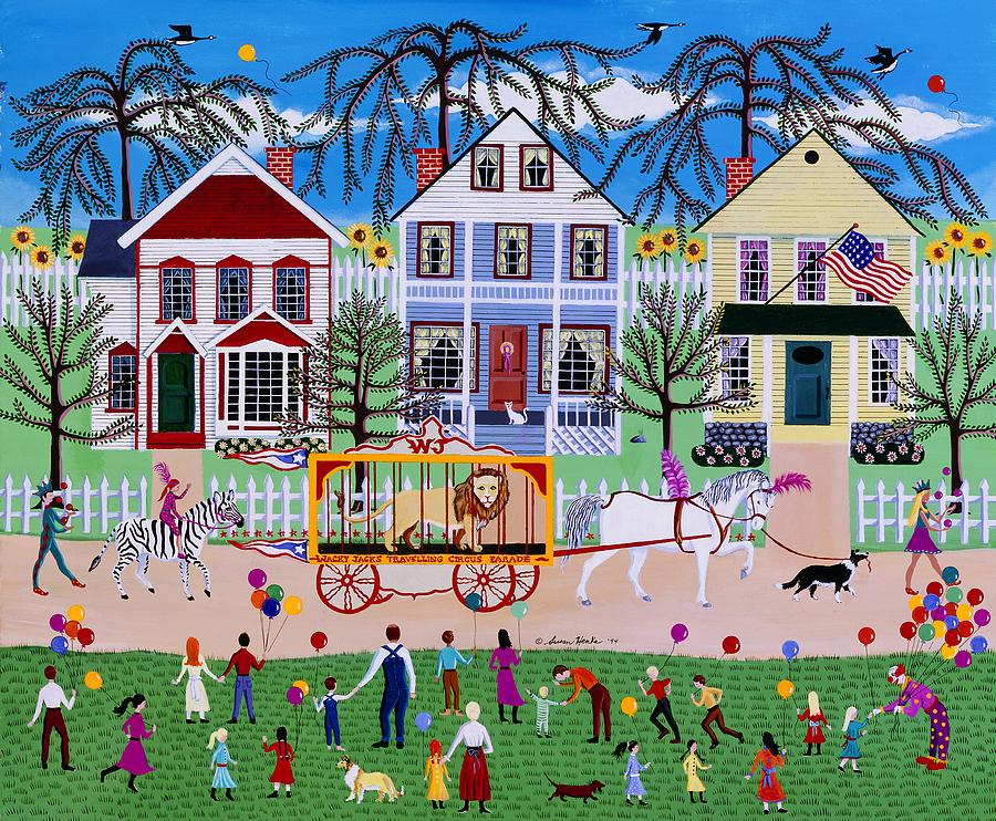 900x742 Wacky Jack's Travelling Circus Parade Painting By Susan Henke - Parade Painting