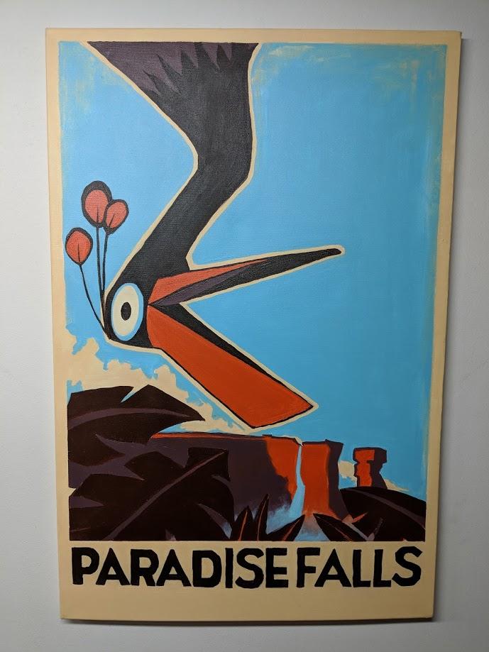 689x919 Found This Hand Painted 24x36 Paradise Falls Travel Poster - Paradise Falls Painting