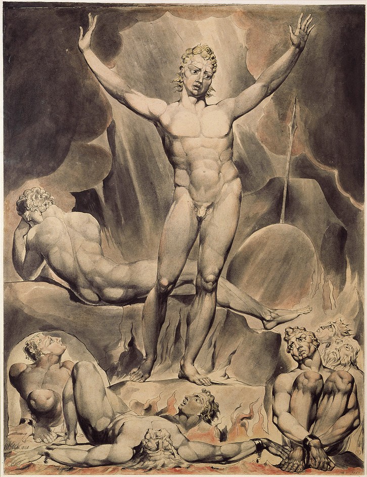 726x943 Aesthetic Rapture Between Heaven And Hell William Blake - Paradise Lost Painting