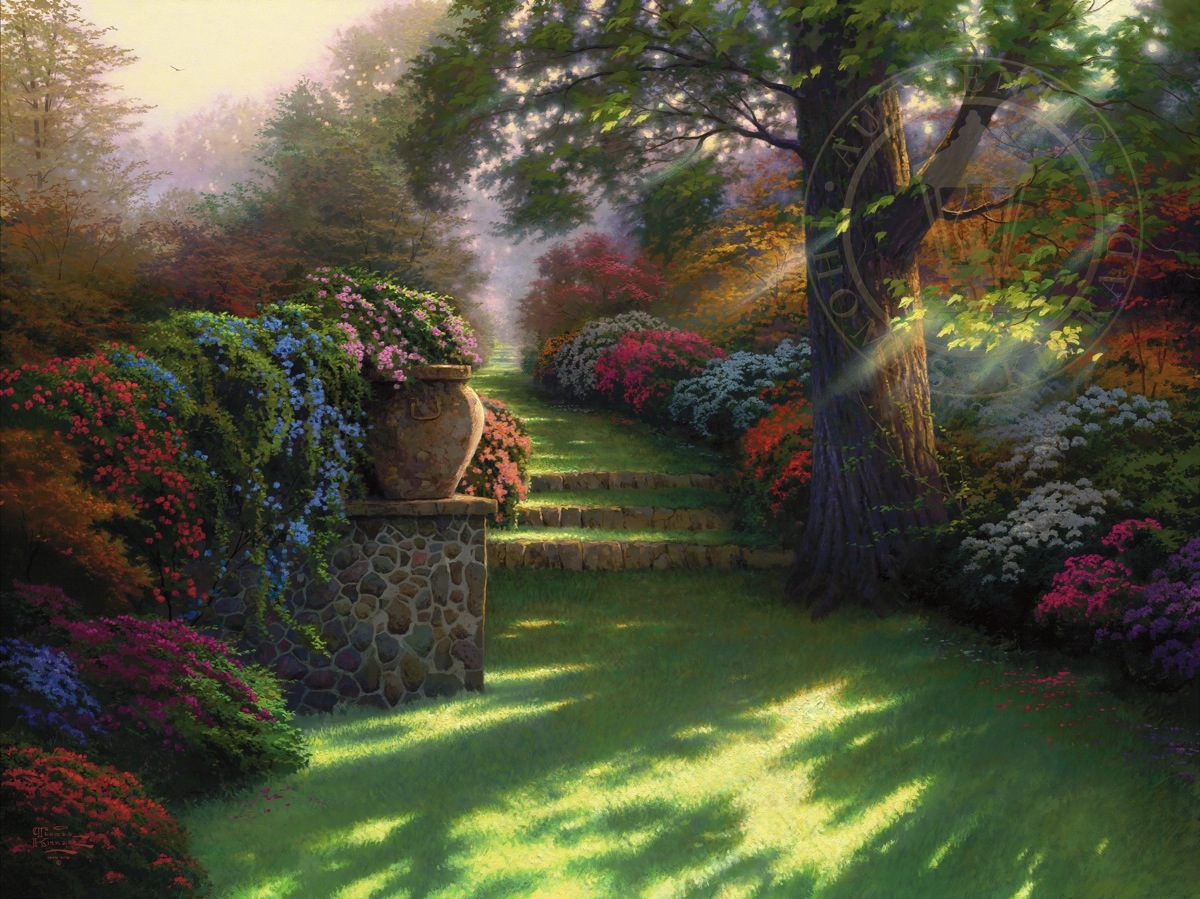 1200x899 Pathway To Paradise Limited Edition Art The Thomas Kinkade Company - Paradise Painting