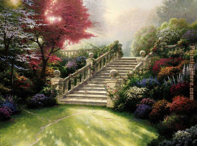 792x589 Thomas Kinkade Stairway To Paradise Painting Anysize 50% Off - Paradise Painting