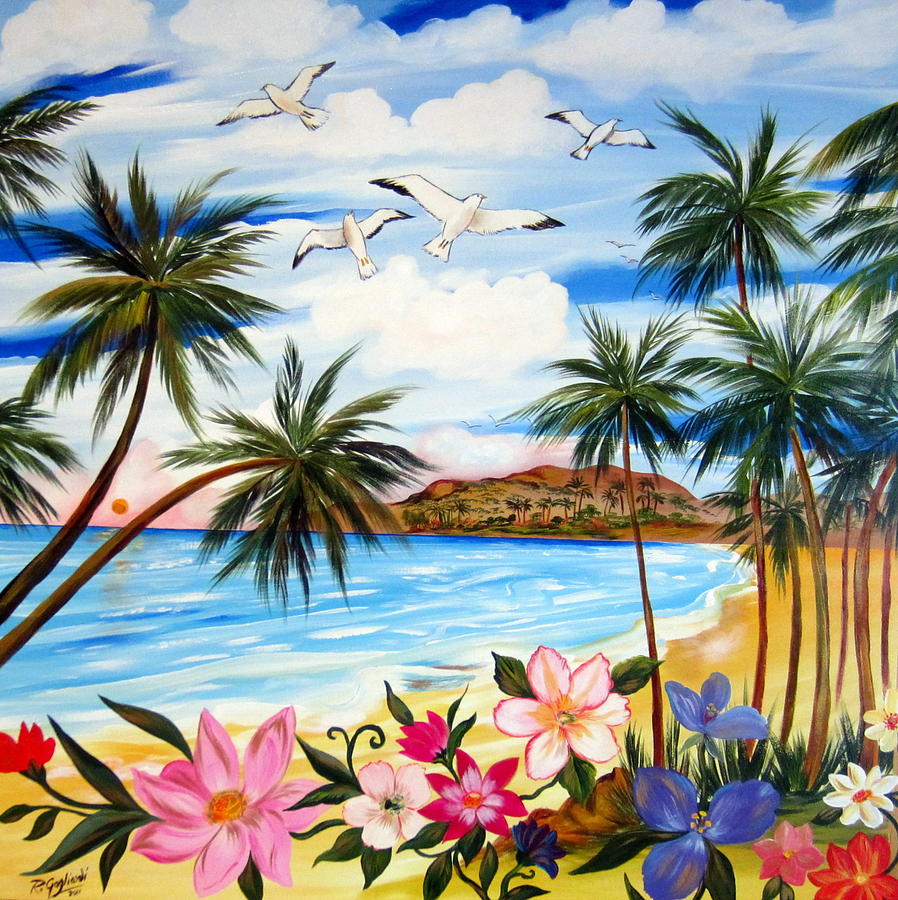 898x900 Tropical Paradise Painting By Roberto Gagliardi - Paradise Painting