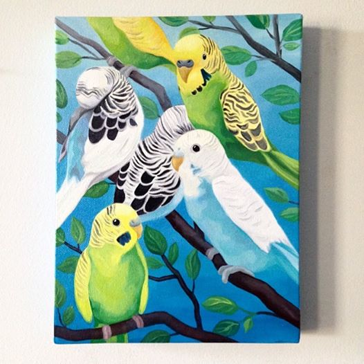 526x526 July 4th Weekend New Paintings! Melissa Huang - Parakeet Painting