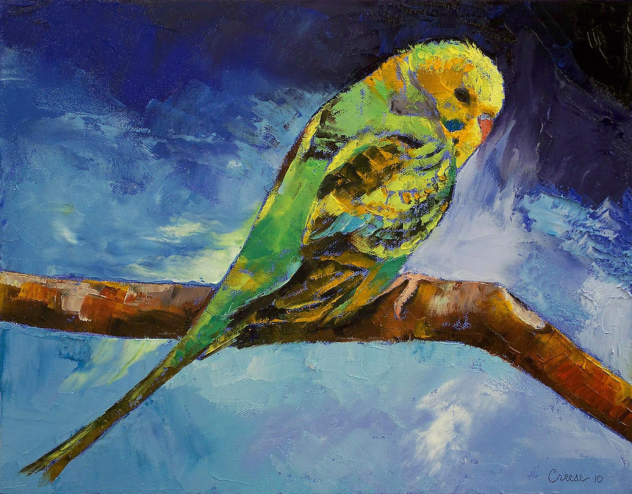 900x703 Wild Parakeet Painting By Michael Creese - Parakeet Painting