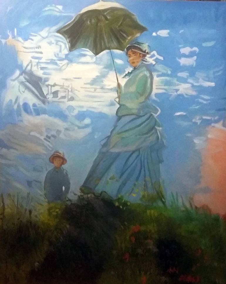 770x967 Saatchi Art Women With Parasol Painting By Hossam Nasr - Parasol Painting