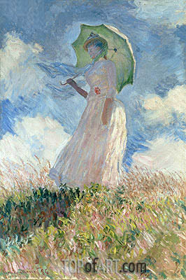 266x400 Woman With A Parasol Facing Left Monet Painting Reproduction - Parasol Painting