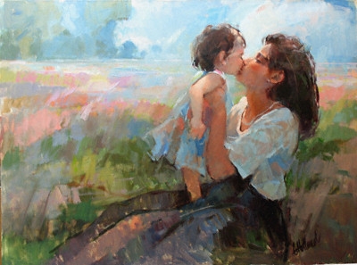 400x297 Painting Mother And Child By Gary Holland Artist Adoption Photo - Parents Painting