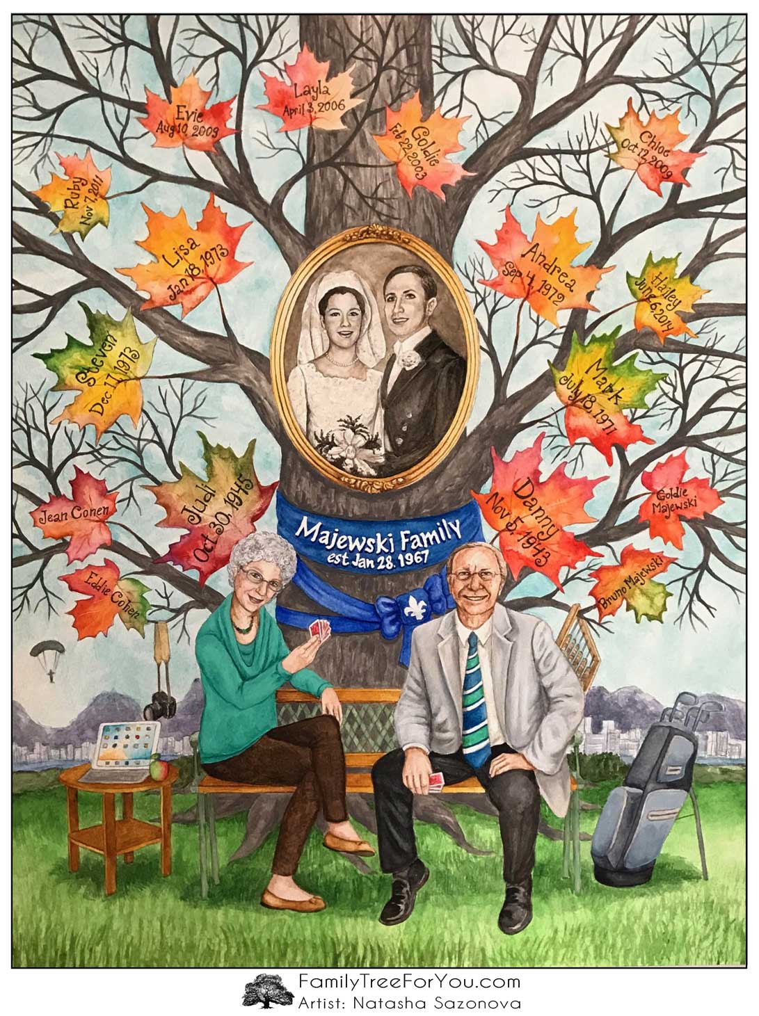 1091x1461 Custom Family Tree Painting - Parents Painting