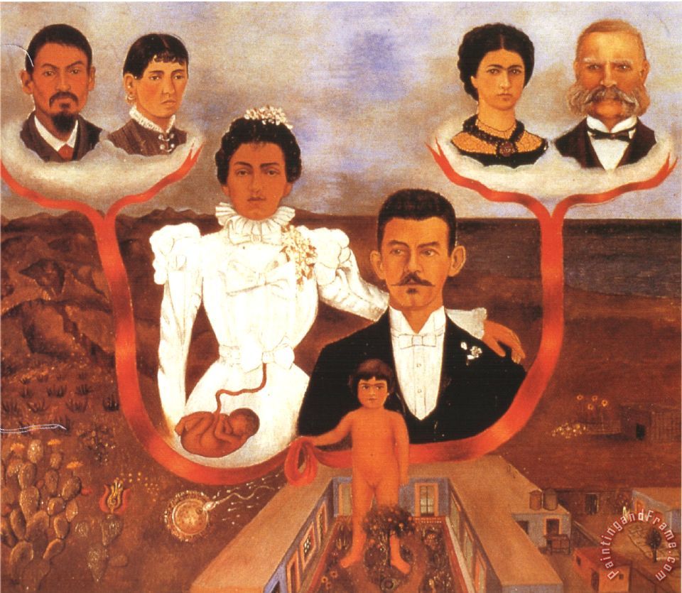 960x835 Frida Kahlo My Grandparents My Parents And Me 1936 Painting - Parents Painting