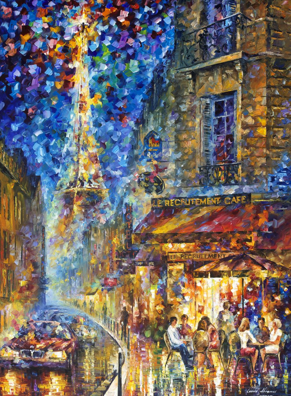 942x1280 Leonid Afremov, Paint, Oil, Impressionism, Abstract, Scape - Paris Abstract Painting