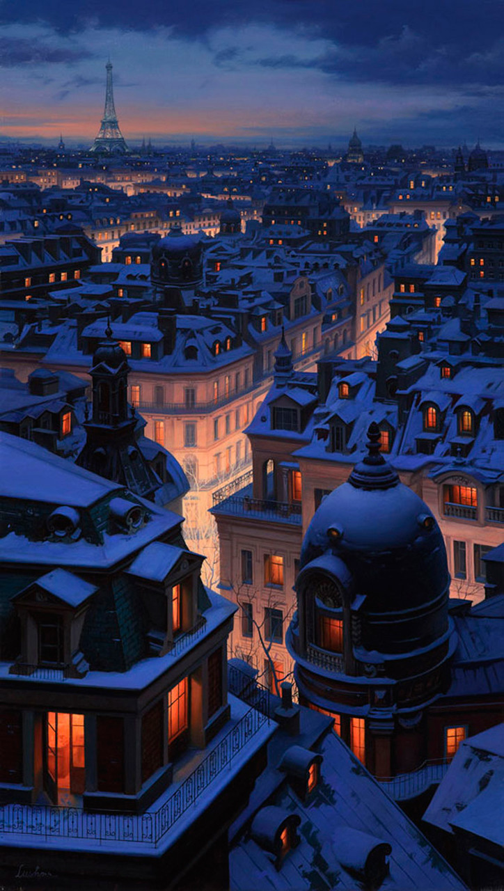 724x1280 Painting Of Paris - Paris At Night Painting