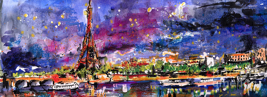 Paris At Night Painting At Paintingvalley Com Explore Collection