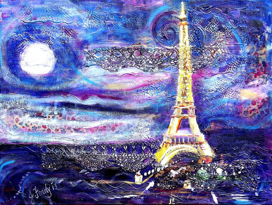 900x678 Paris Night Painting By Jennifer Charton - Paris At Night Painting