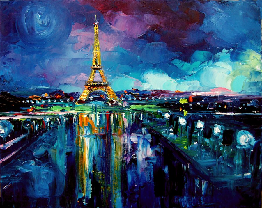 900x715 Parisian Night By Sagittariusgallery - Paris At Night Painting