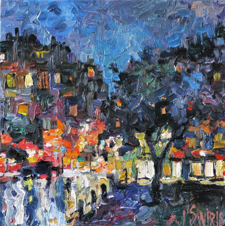 770x773 Saatchi Art Paris At Night. Painting By Nicolai Ostapenco - Paris At Night Painting