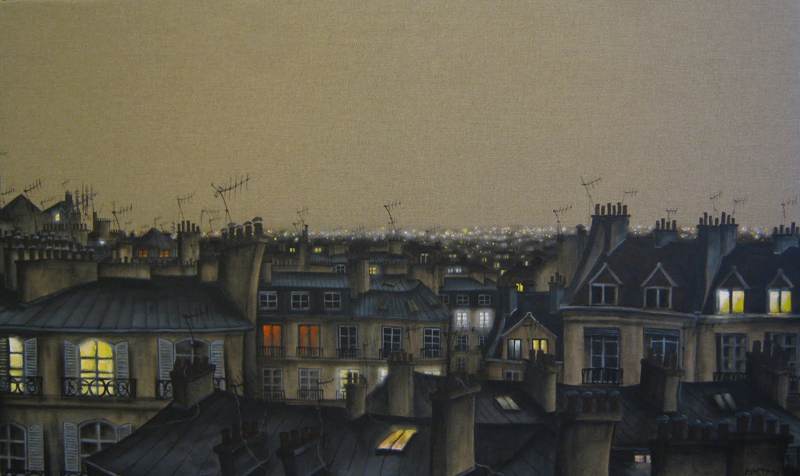 1600x953 Daniel Worth Art Sketch And Painting Of Paris - Paris At Night Painting