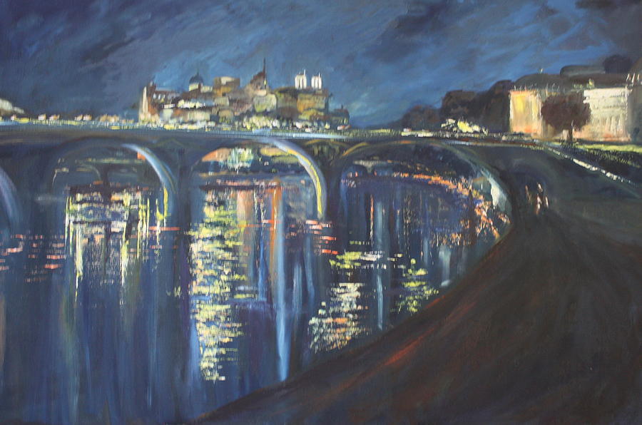 900x596 Last Night In Paris Painting By Brigitte Roshay - Paris At Night Painting