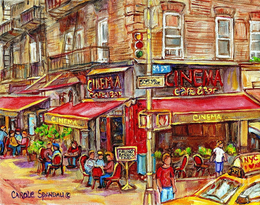 900x712 Cinema Cafe Bar 34th Street Manhatten New York Paintings Paris - Paris Cafe Painting