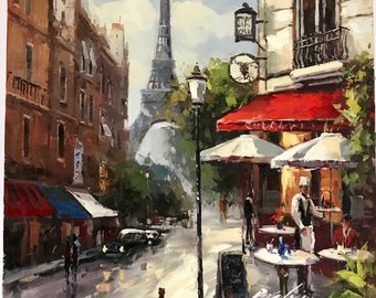 340x270 Paris Cafe Painting Etsy - Paris Cafe Painting