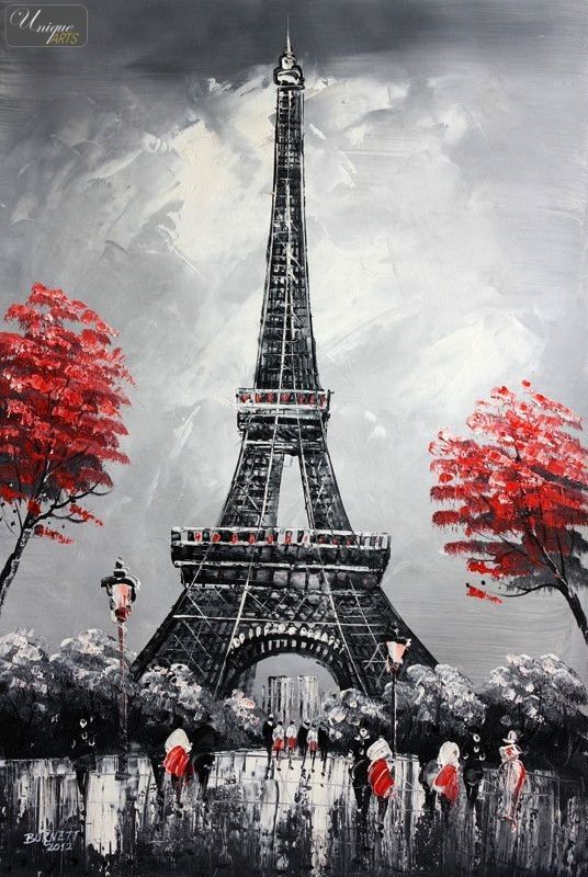 536x800 Modern Art Eiffel Tower In Paris 24x36 Original Oil Painting - Paris Canvas Painting