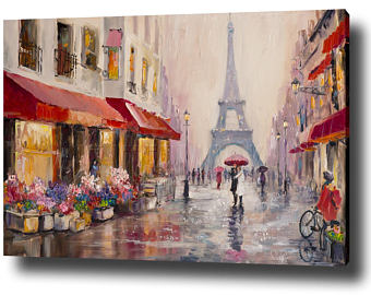 340x270 Paris Painting Etsy - Paris Canvas Painting