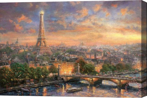 570x381 Thomas Kinkade Paris, City Of Love Stretched Canvas Print Canvas - Paris Canvas Painting