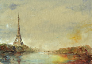 300x209 Paris Eiffel Tower Painting Painting By Juan Bosco - Paris Eiffel Tower Painting