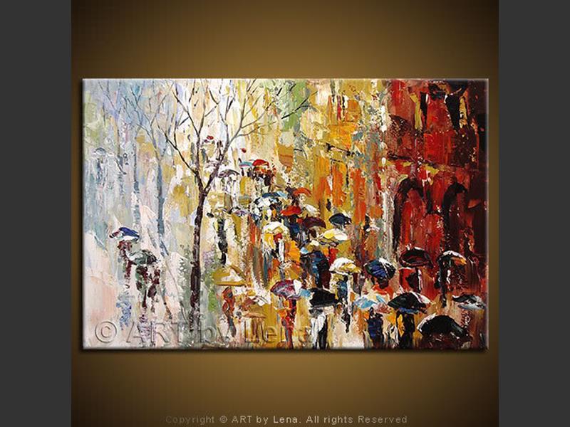 800x600 Paris In Rain Art By Lena - Paris In The Rain Painting