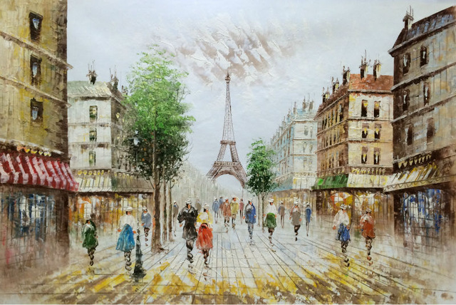 640x428 Hand Painted European Landscape Oil Painting On Canvas Eiffel - Paris Oil Painting