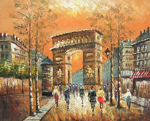 525x425 Arc De Triomph Paris Painting Canvaspainting4less - Paris Oil Painting