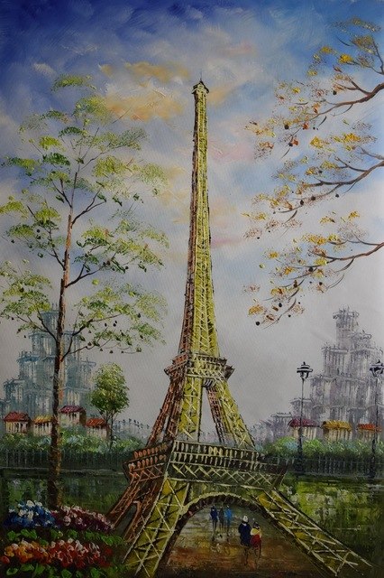 426x640 Hand Painted European Landscape Canvas Oil Painting Eiffel Tower - Paris Oil Painting Eiffel Tower