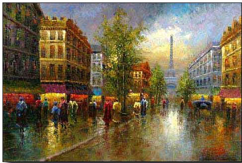 487x329 Paris Street Oil Painting,cities Oil Painting Paris Eiffel Tower 14 - Paris Oil Painting Eiffel Tower