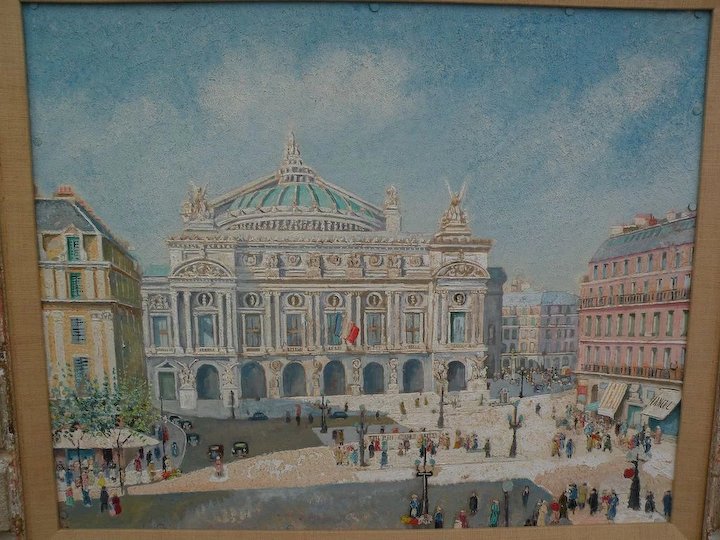 720x540 French Naive School Painting Of Paris Opera House Circa 1950'S - Paris Opera House Painting