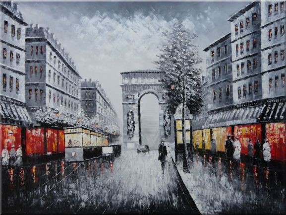577x433 Black And White Paris Arc De Triumphe Oil Painting Cityscape - Paris Painting Black And White