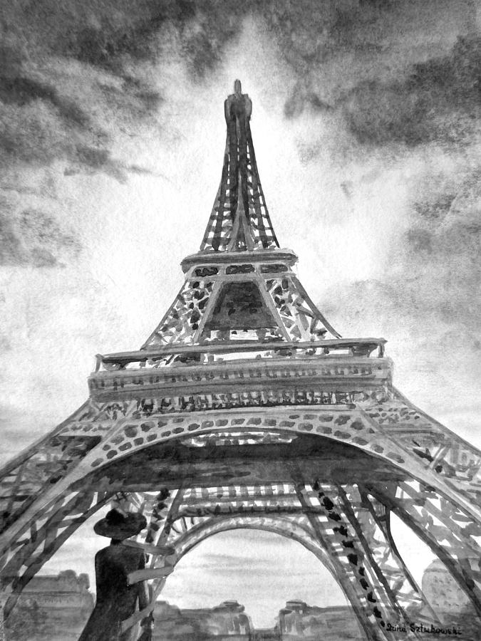 675x900 Eiffel Tower Paris France Painting By Irina Sztukowski - Paris Painting Black And White