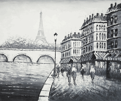 400x333 Paris Oil Paintings Black + White Sayeh Pezeshki La Brand - Paris Painting Black And White