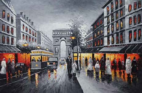 463x305 Oil Painting 24x36 Paris Arch Of Triumph Black White - Paris Painting Black And White