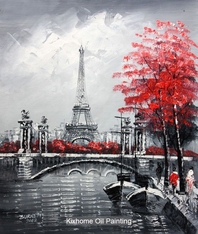 677x800 Famous Thick Knife Oil Painting Replica Wall Arts For Deco Eiffel - Paris Painting Eiffel Tower