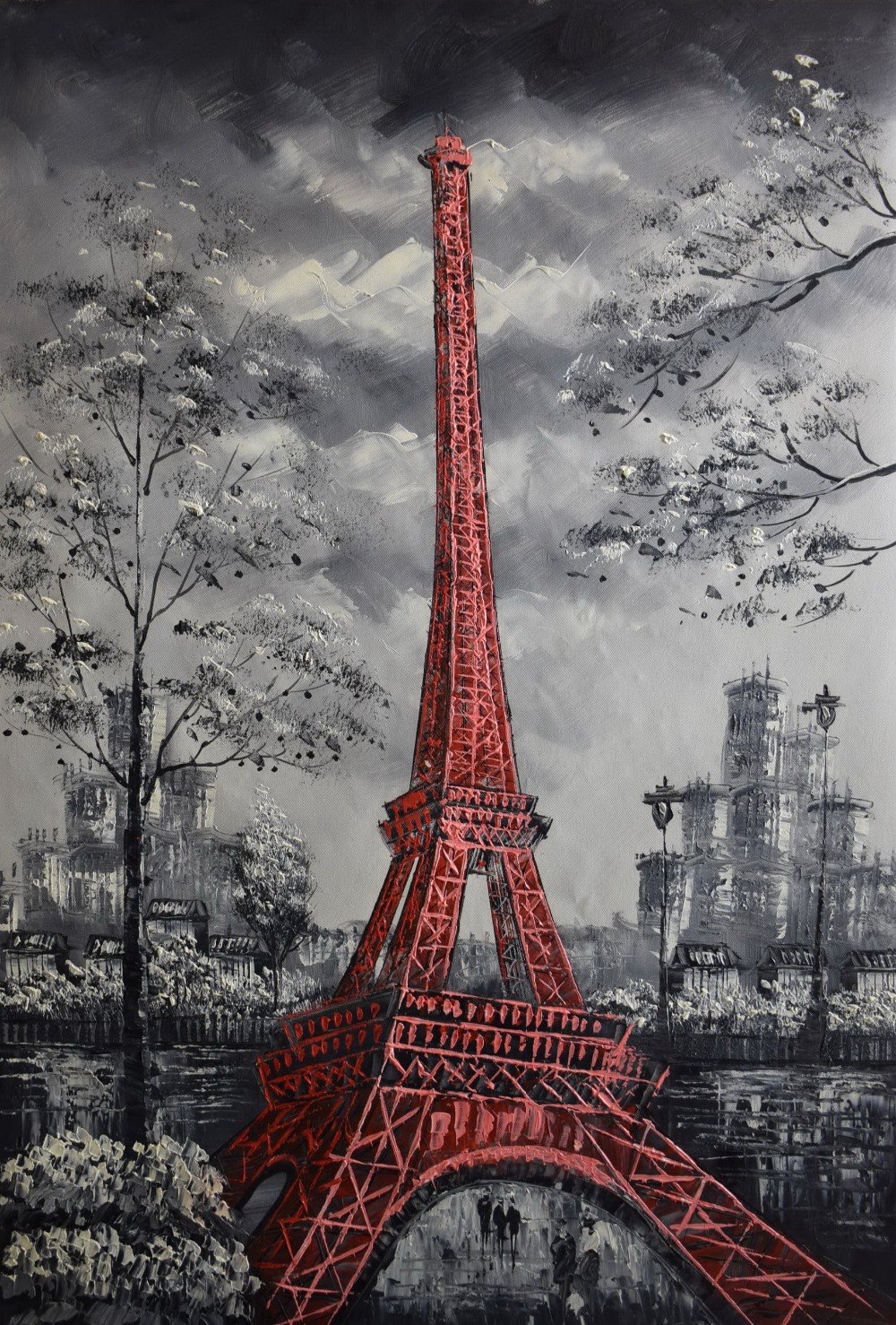 1000x1478 Hand Painted European Landscape Canvas Oil Painting Eiffel Tower - Paris Painting Eiffel Tower