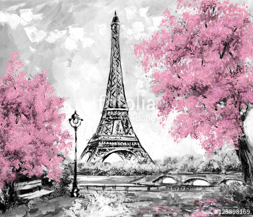500x429 Oil Painting, Paris. European City Landscape. France, Wallpaper - Paris Painting Eiffel Tower