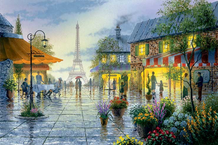 740x492 Paris Lovers Eiffel Tower - Paris Painting Eiffel Tower