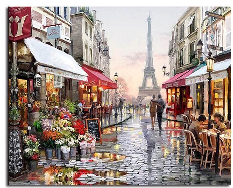 782x631 Romantic Paris Street Eiffel Tower - Paris Painting Eiffel Tower