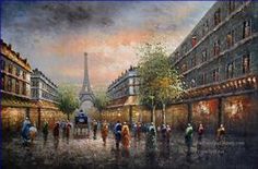236x155 100% Handicrafts Art Oil Painting Paris Street Scene Amp Carriage - Paris Painting Street Scenes