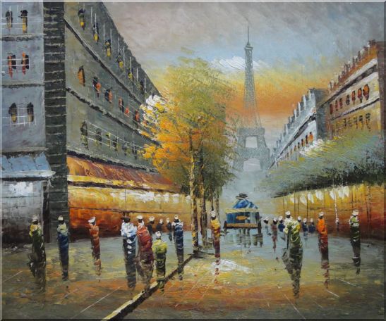 547x456 Framed Impressionist Paris Street Cityscape In Early 19th Century - Paris Painting Street Scenes