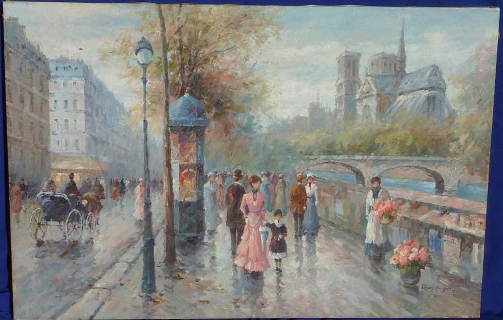 1024x652 Paris Street Scene Impressionist Painting By Listed Artist Dany - Paris Painting Street Scenes