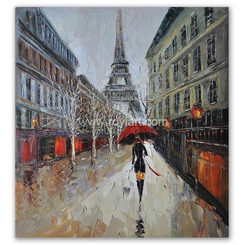 350x350 Royi Art Oil Painting Paris Street Scenes For Bedroom Decoration - Paris Painting Street Scenes
