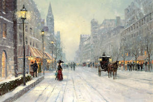 300x200 Canvas Hd Print Oil Painting Picture Paris Snow Street Scenes - Paris Painting Street Scenes
