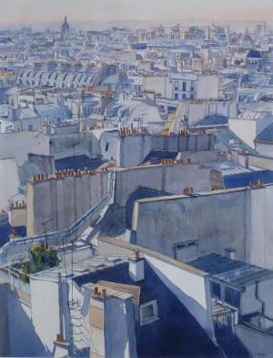 300x393 Mei Yim Low - Paris Rooftops Painting