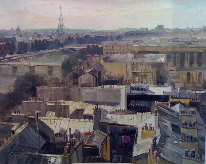 700x557 Art Reproductions And Landscape Paintings, Landscape, Paris - Paris Rooftops Painting