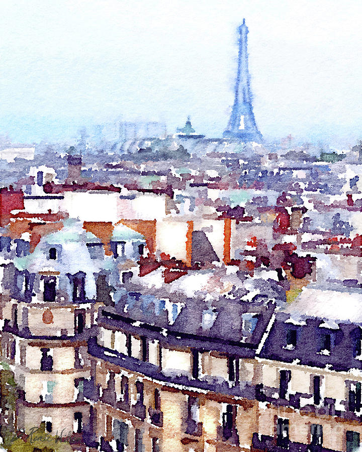 720x900 Paris Rooftops Watercolor Painting By D Renee Wilson - Paris Rooftops Painting